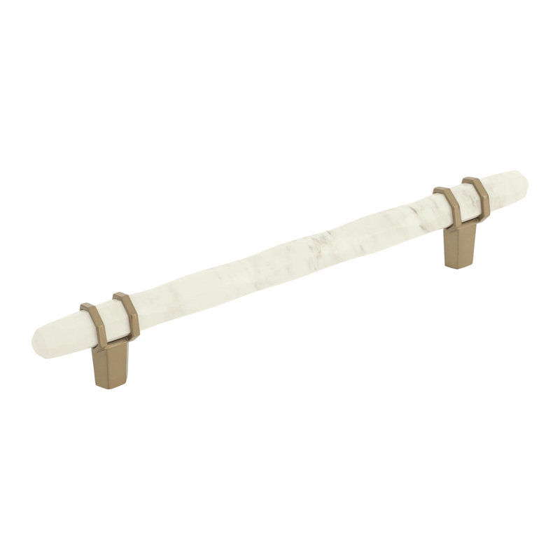 Poignée barre Carrione, Blanc marbre / champagne doré, 6 5/16"