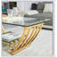 Table basse rectangulaire moderne en acier inoxydable de 47 pouces, verre trempé transparent double couche avec cadre durable