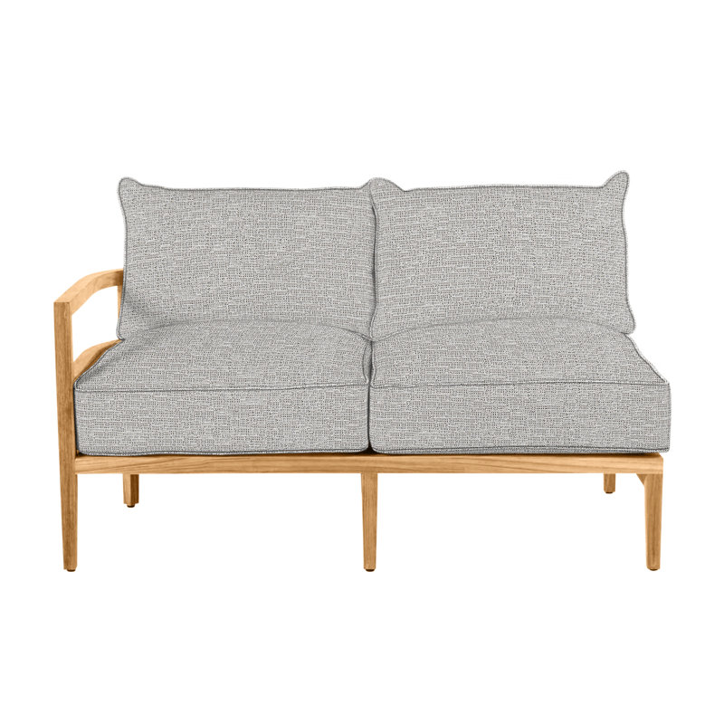 Canapé modulaire en teck Santa Barbara, Welt + bourre standard, Caramel tweed, Teck naturel