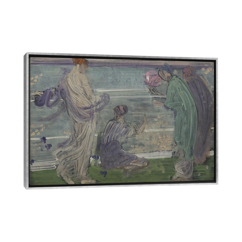 Variations en bleu et vert - reproduction d'art murale - toile encadrée, 32 po x 48 po, Framed Canvas, Argent