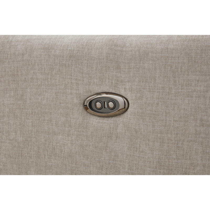 Beige Velvet Swivel Recliner with Metal Base