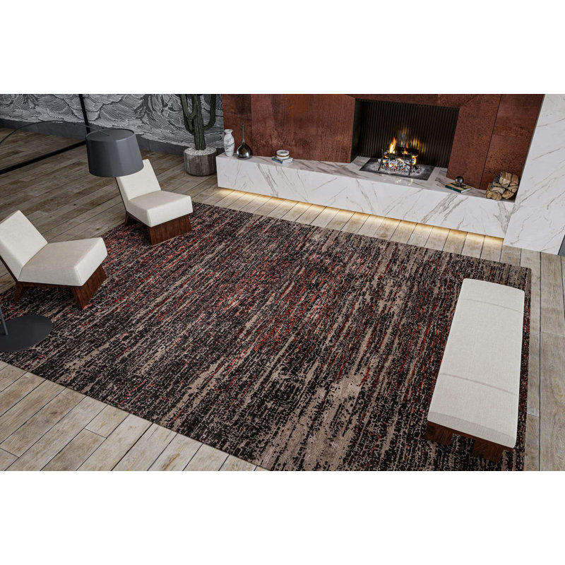 Bamboo Slat / Seagrass Abstract Area Rug, Rectangle 12' x 16'