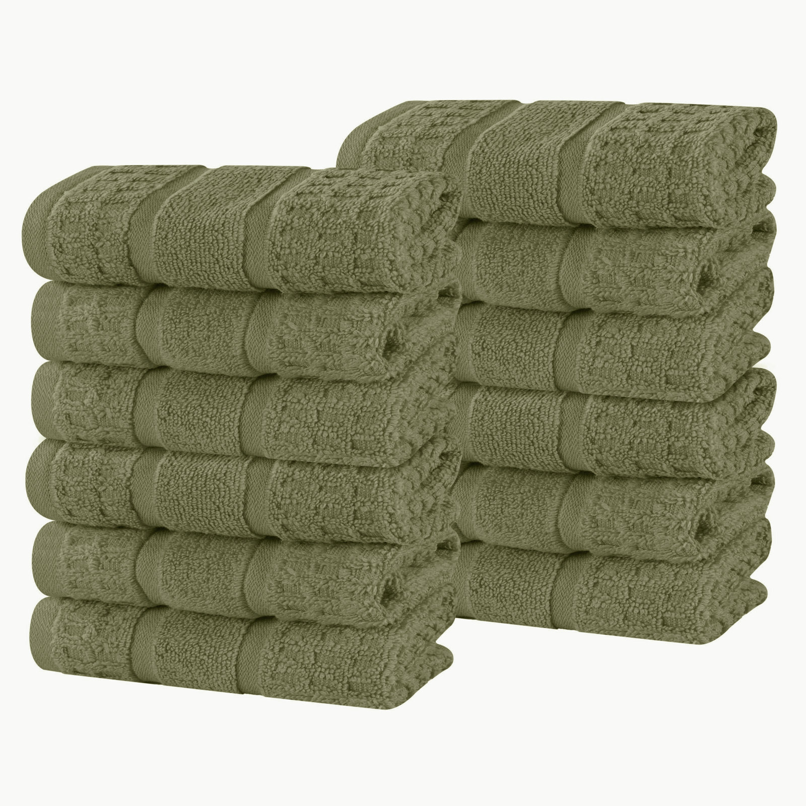 Camiren Waffle Cotton Washcloth Set, Forest Green