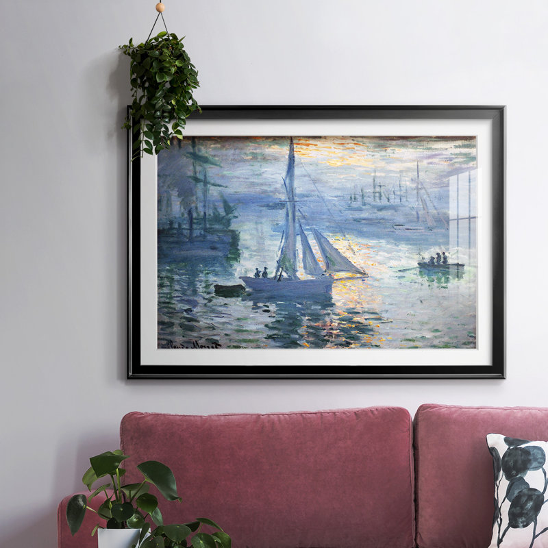 Monet, impression encadrée sur papier par Claude Monet, Noir, H 19 po x l 27 po x P 1,5 po