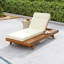 Acacia Wood Chaise Lounge with Headrest and Side Tray, 3-Fold 4" Cushion, Water-Resistant-416757620