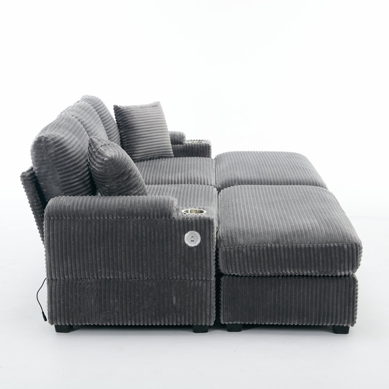 Combination Modular Convertible Sectional Sofa Bed Set,Armrest Storage