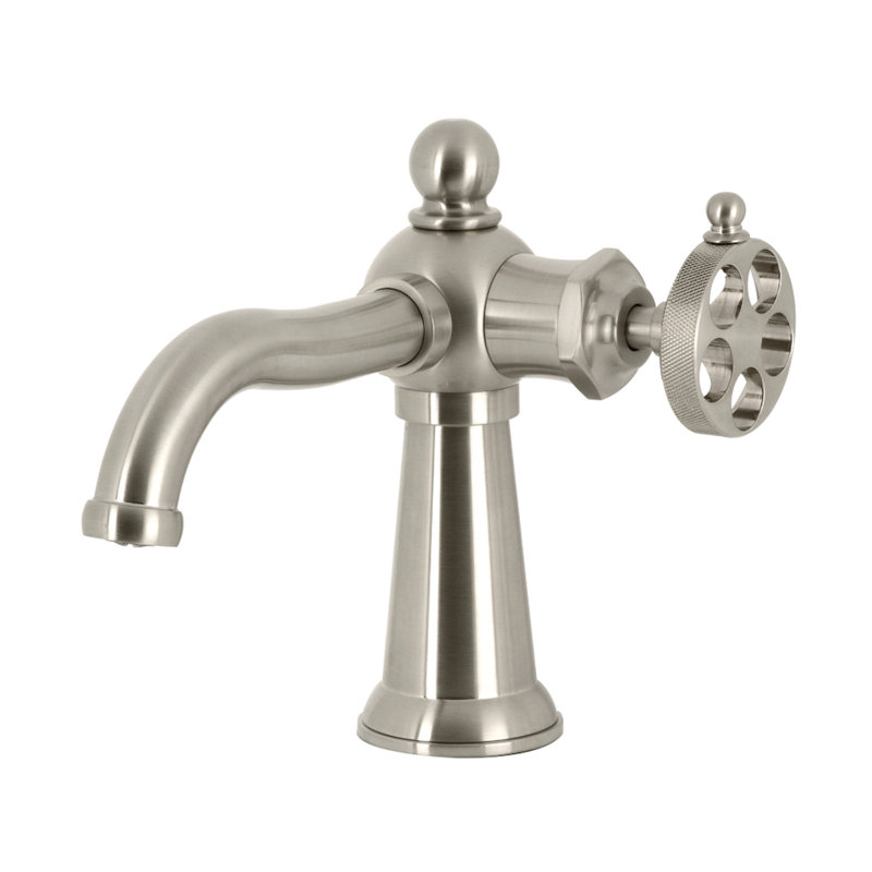 Kingston Brass Wendell Single-Handle 1-Hole Deck Mount Bathroom Faucet with Knurled Handle and Push Pop-Up Drain