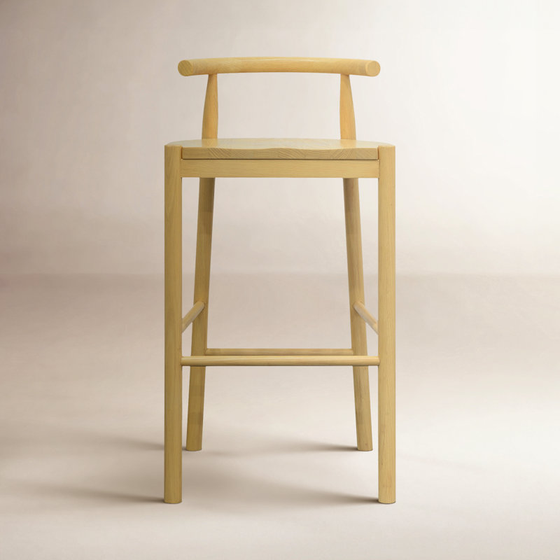 Davion Solid Wood 30" Bar Stool, Tan