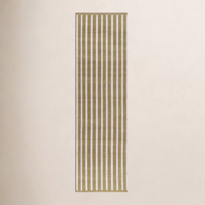 Acerra Green Hand-Woven Striped Outdoor Rug