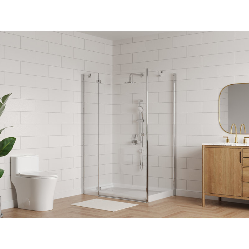 DeerValley 48" x 30" Shower Base in White with Single Threshold, Rectangle Acrylic Alcove Shower Pan for Bathroom,Left Drain Location