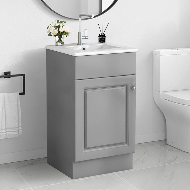 Meuble-lavabo 18 po avec lavabo en céramique, Gris