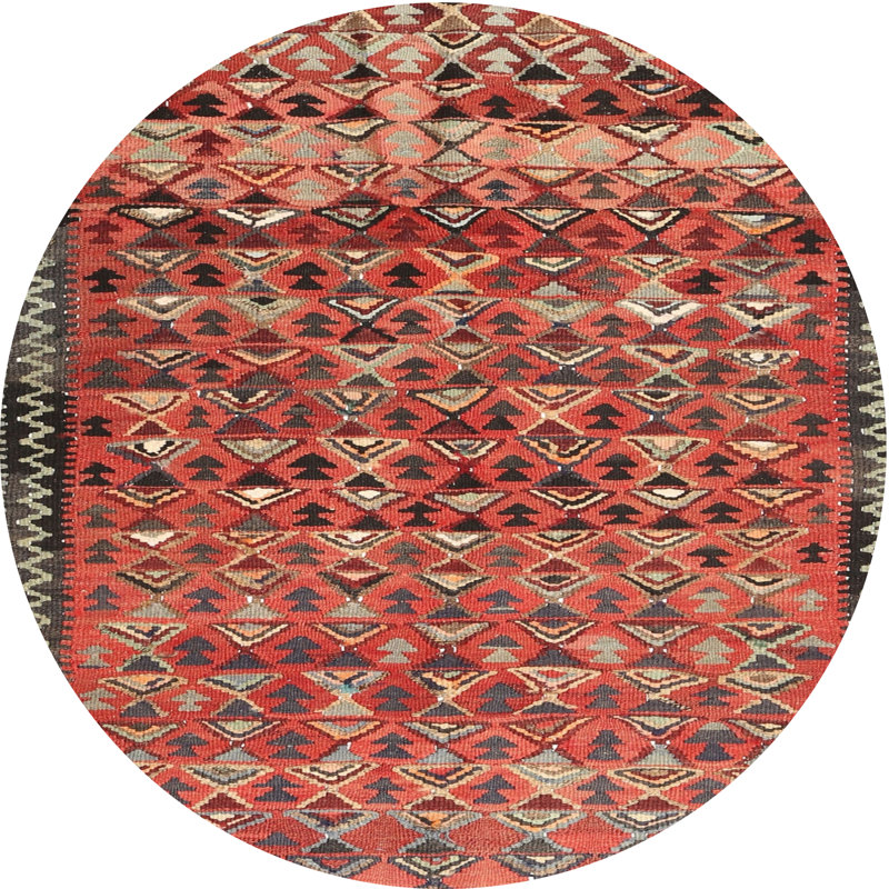 Tapis contemporain rouge / noir, Rond 4 pi