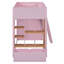 Lit mezzanine simple avec tablettes, lit mezzanine en bois avec échelle et tablettes de rangement, rose et chêne naturel-133682834-133682842