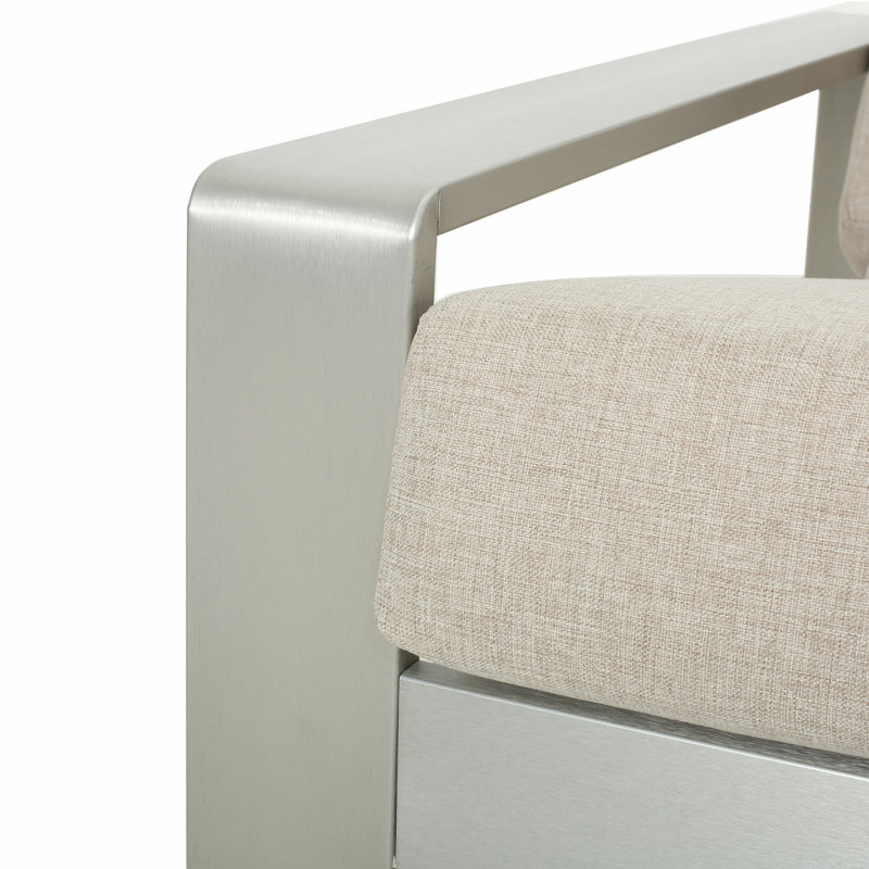 Chaise longue d'extérieur et d'intérieur en aluminium, avec coussin, ensemble de 1, Coussin beige / structure argentée