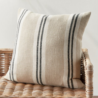 Finn Striped Linen Reversible Throw Pillow