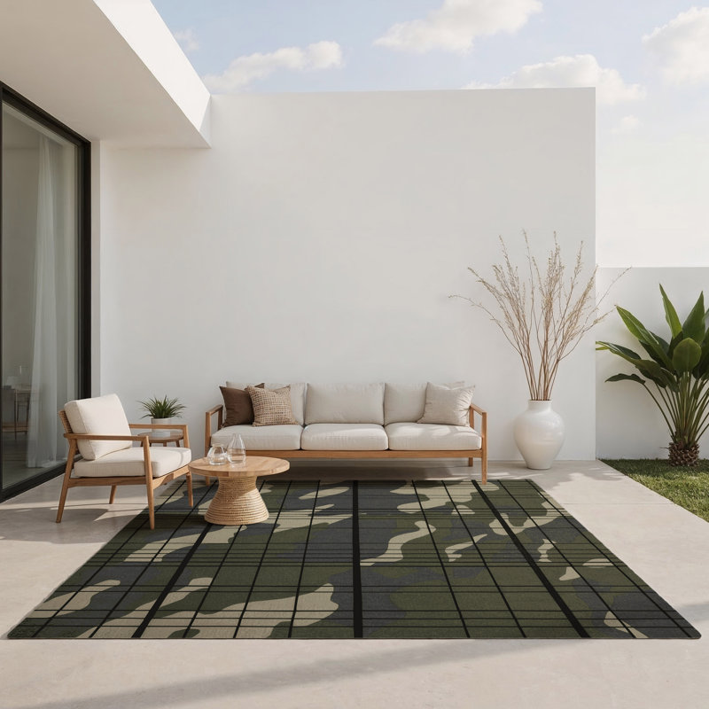 Boundary Warp Indoor And Outdoor Area Rug, Rectangle 4' x 6'