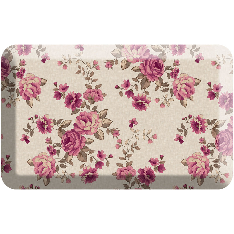 Anti-Fatigue Kitchen Comfort Mat, English Garden Rose Pattern In Heirloom Rose, Rectangle 20" x 32", Heirloom Rose
