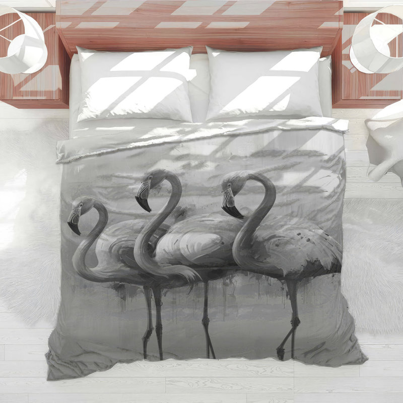 Édredon monochrome Flamingo Trio, Très grand lit