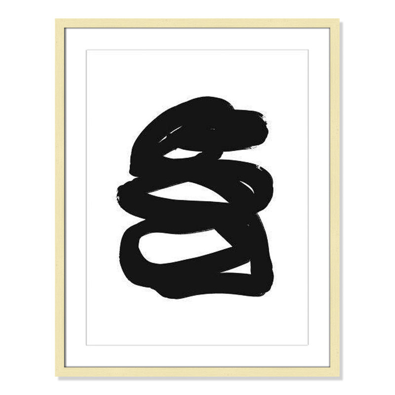 «Line Hug Collection» par Leah Straatsma, dessin au trait, Cadre doré mat, H 29,5 po x l 23,5 po x P 1,25 po