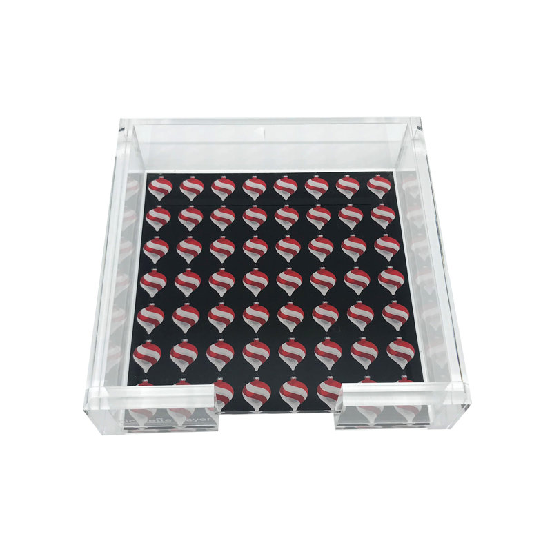 Xmas Ornament Black Acrylic Square Cocktail Tray