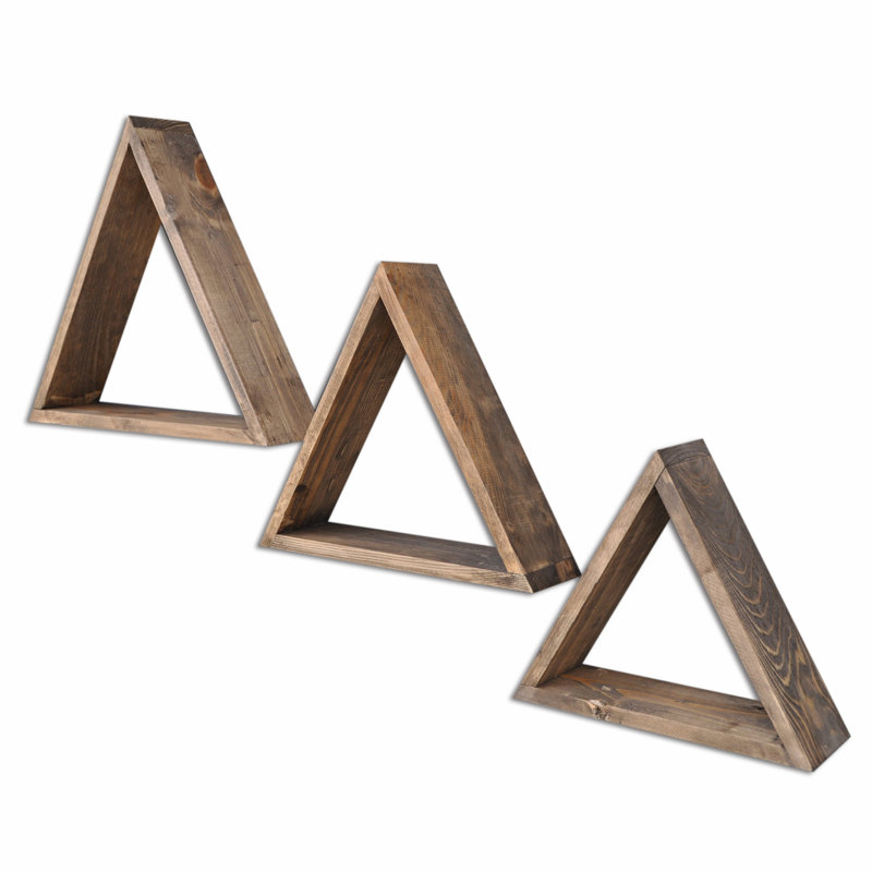 3 Piece Triangle Solid Wood Floating Shelf
