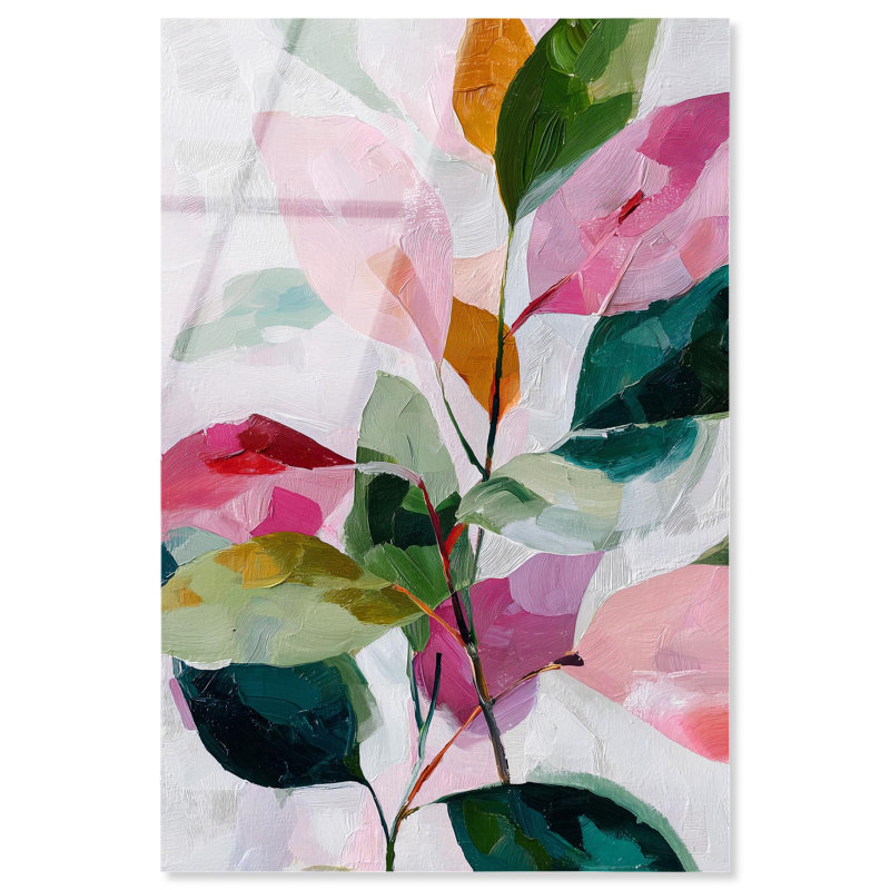 Art mural avec palmier rose, art expressif, prêt à accrocher, 36 x 54, H 54 po x l 36 po