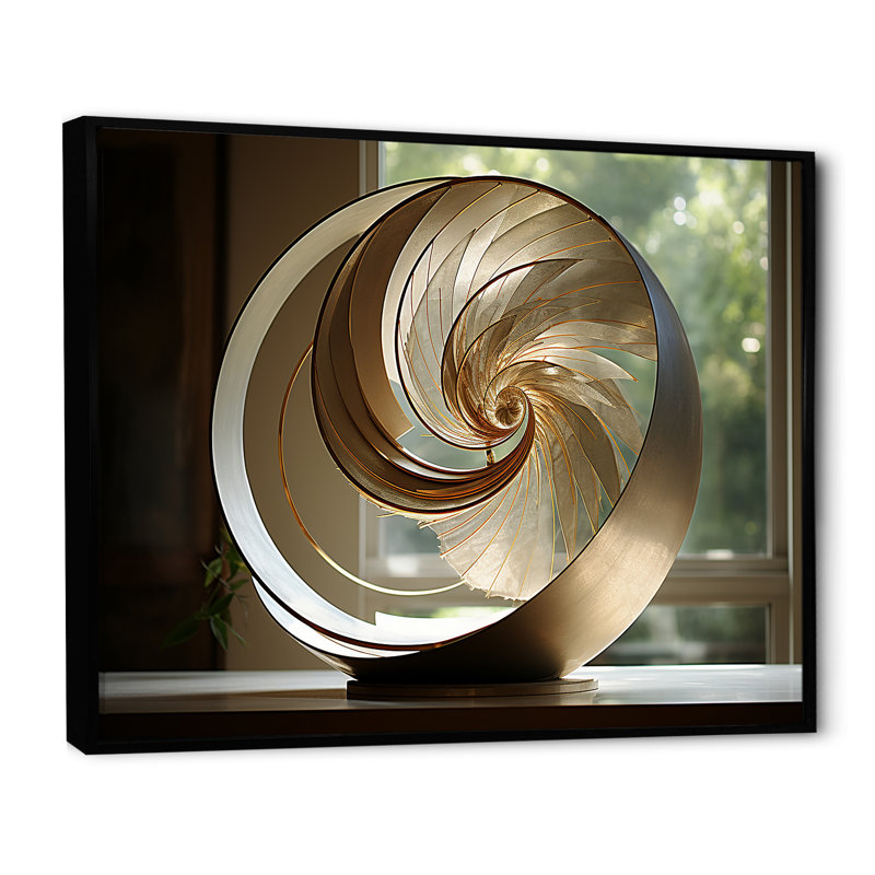 «Bronze Beauty Nautilus Vortex» sur toile, Cadre flottant noir, H 16 po x l 32 po