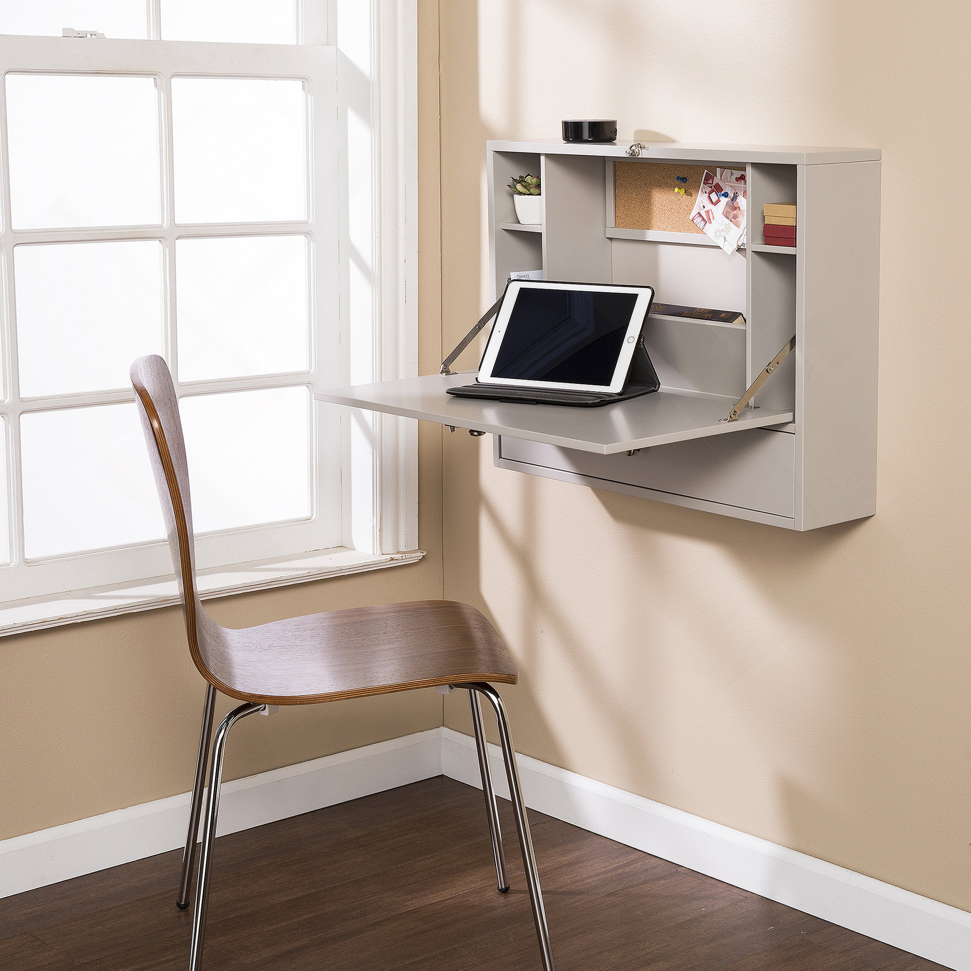 Latitude Run® Wall Mount Laptop Desk - Universal Style- Gray | Wayfair