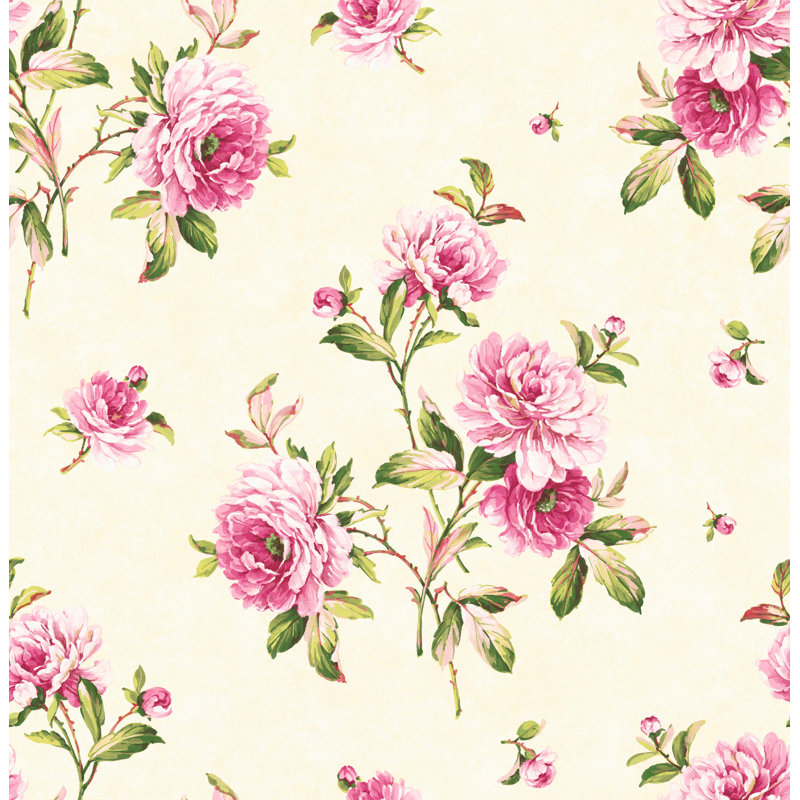 Rouleau de papier peint l 32,97 pi x p 20,87 po bastogne pivoine, Rose
