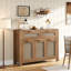 Buffet en rotin avec 2 tiroirs et tablette réglable, armoire de rangement à pieds hauts Boho avec quincaillerie anti-basculement pour la cuisine, la salle à manger, le vestibule et le salon-2063772095