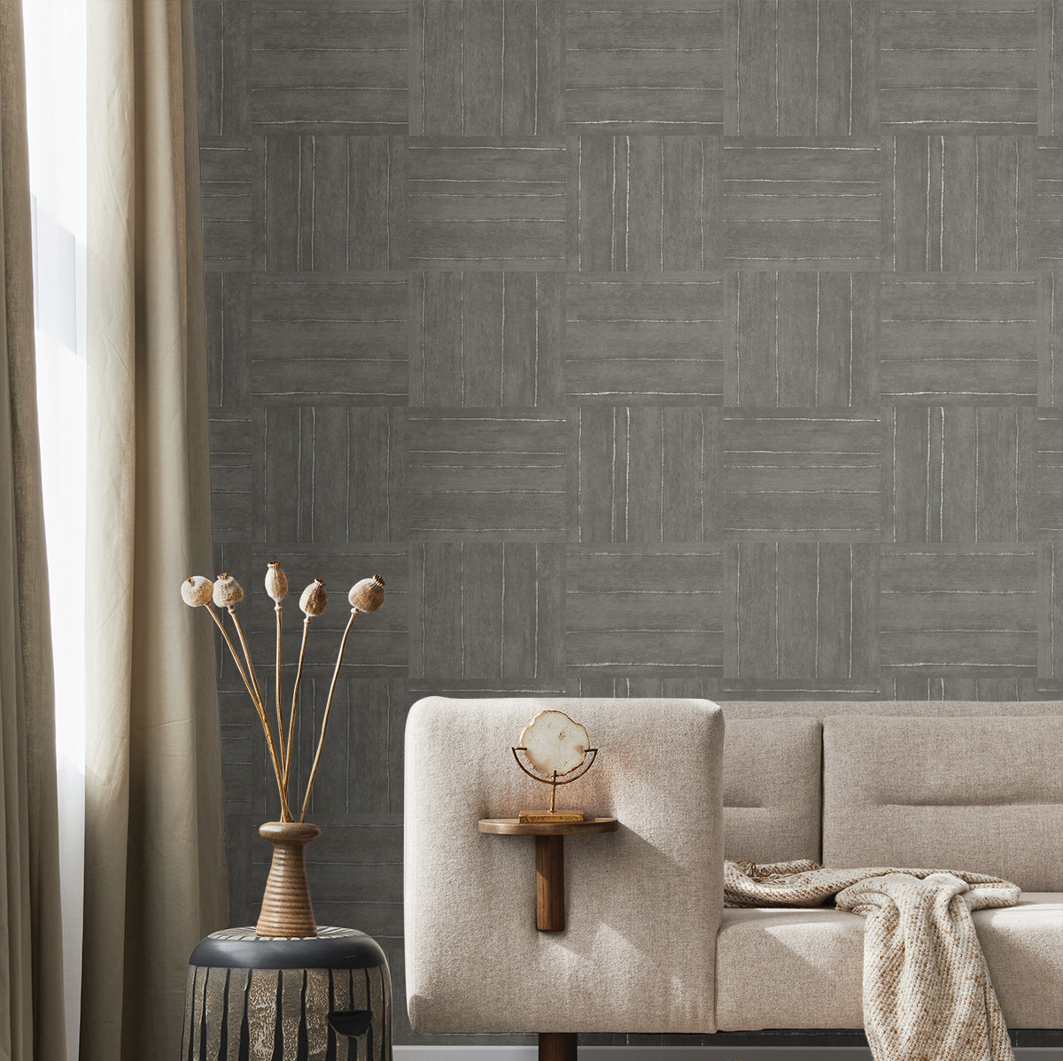 Lianna Geometric Wallpaper, Gray