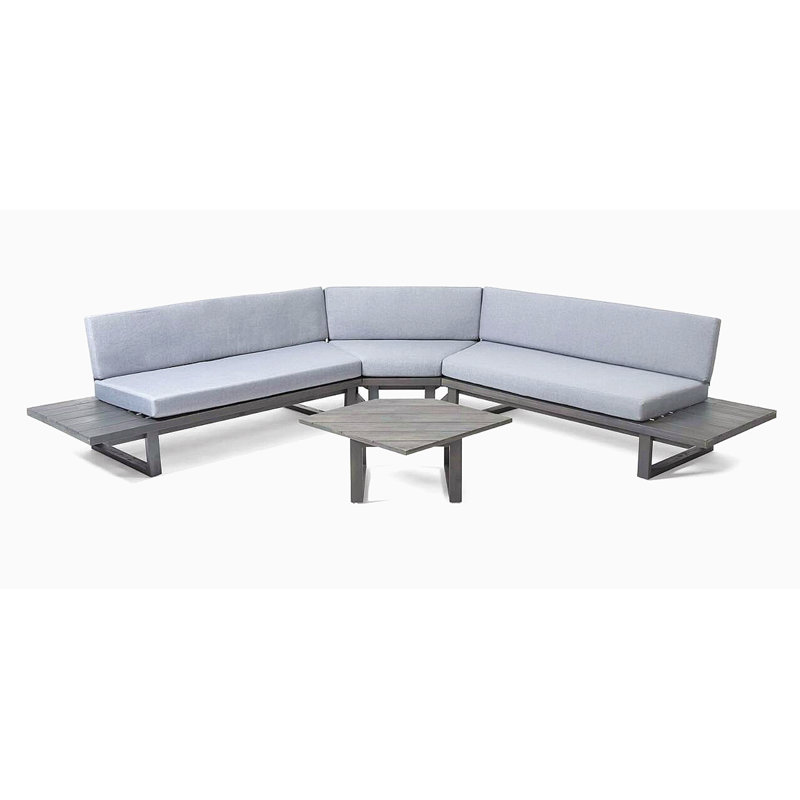 Ensemble de canapés modulaires à 5 places avec coussins, Gris, Noir