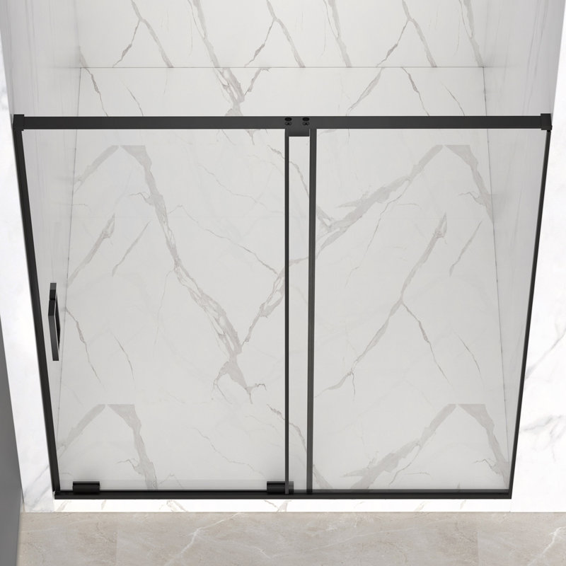 Porte de douche coulissante semi-sans cadre l 56 à 60 po x H 72 po, verre trempé transparent SCGG 5/16 po (8 mm), largeur de coupe réglable 4 po
