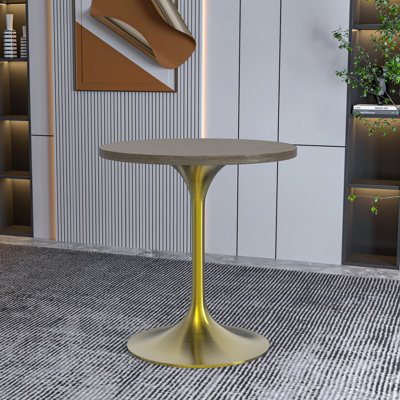 Table de salle à manger 27 po avec plateau en panneau de fibres à densité moyenne et base en acier doré LeisureMod