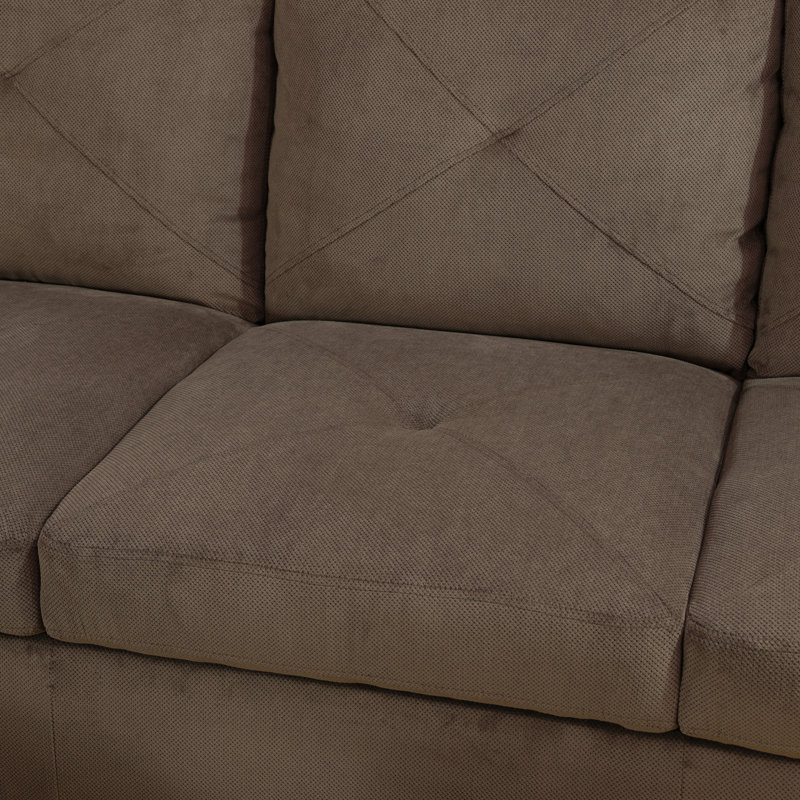 Canapé modulaire rembourré réversible avec repose-pieds, Brown Linen, Left Hand Facing
