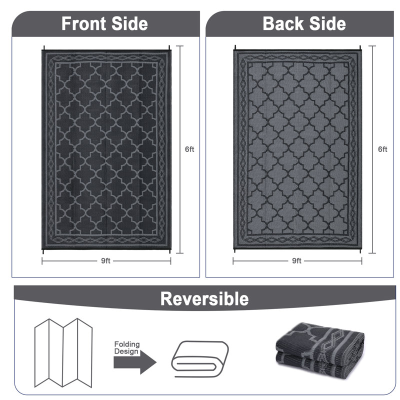 Outdoor Rug 6×9 Waterproof Plastic Straw Rug Vintage Trellis Outdoor Rug Easy-Cleaning Outdoor Area Rug Carpet Rv Mat Outdoor Patio Camping Rug for Picnic Backyard Deck Balcony Porch
