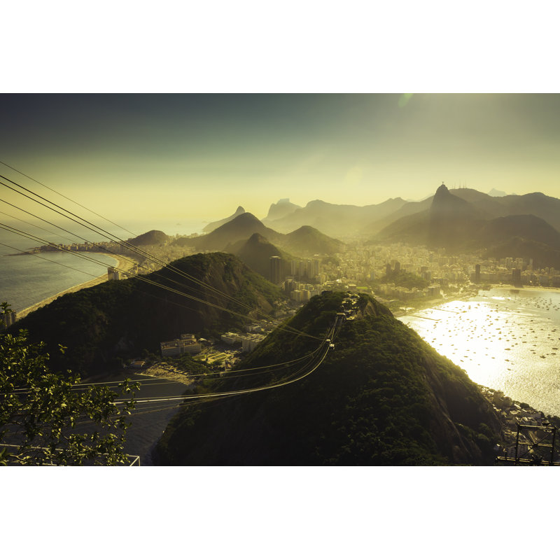 Sun Light Behind Mountains In Rio De Janeiro, Brazil - Wrapped Canvas Print, 30cm H x 46cm W