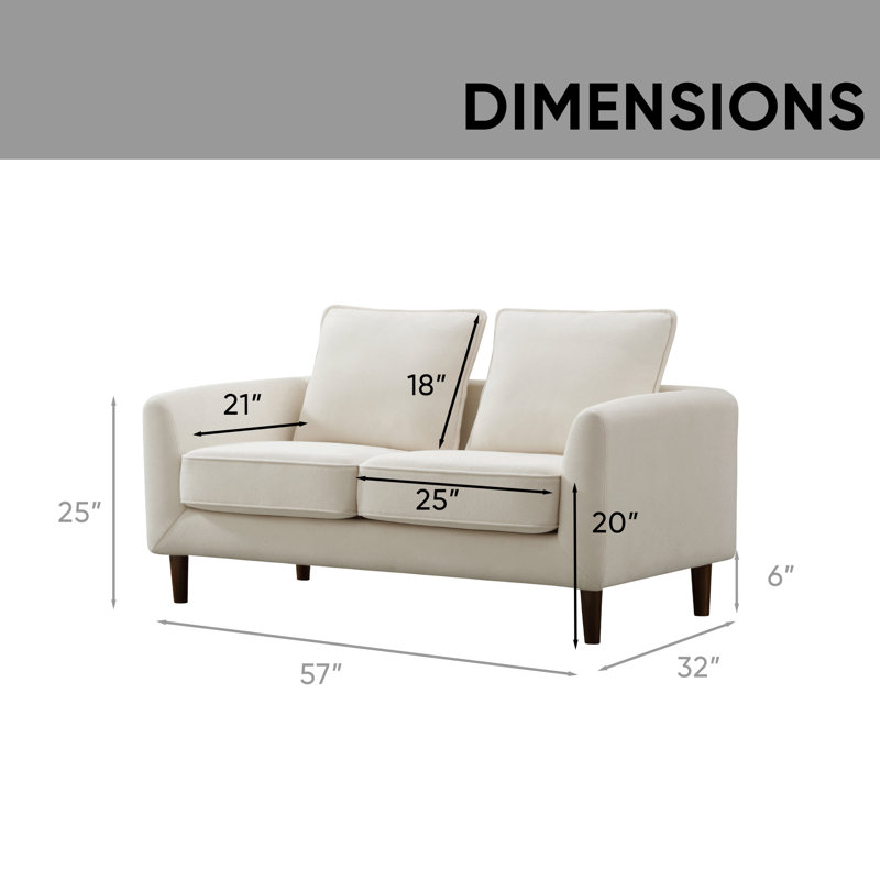 57" W chenille loveseat, Cream