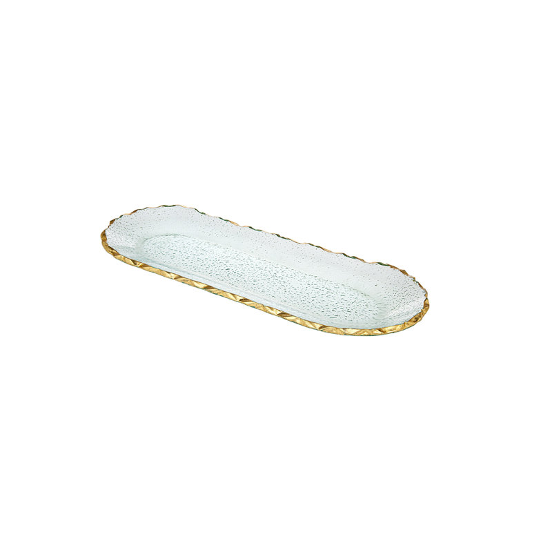 Harper Gold-Lined Crystal Oval Serving Tray