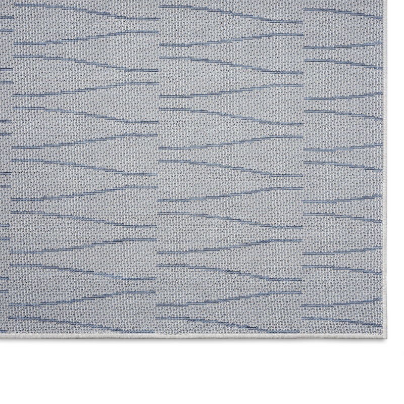 Tapis intérieur / extérieur bleu / gris Nicole Willie, Rectangle 7 pi 9 po x 10 pi 2 po