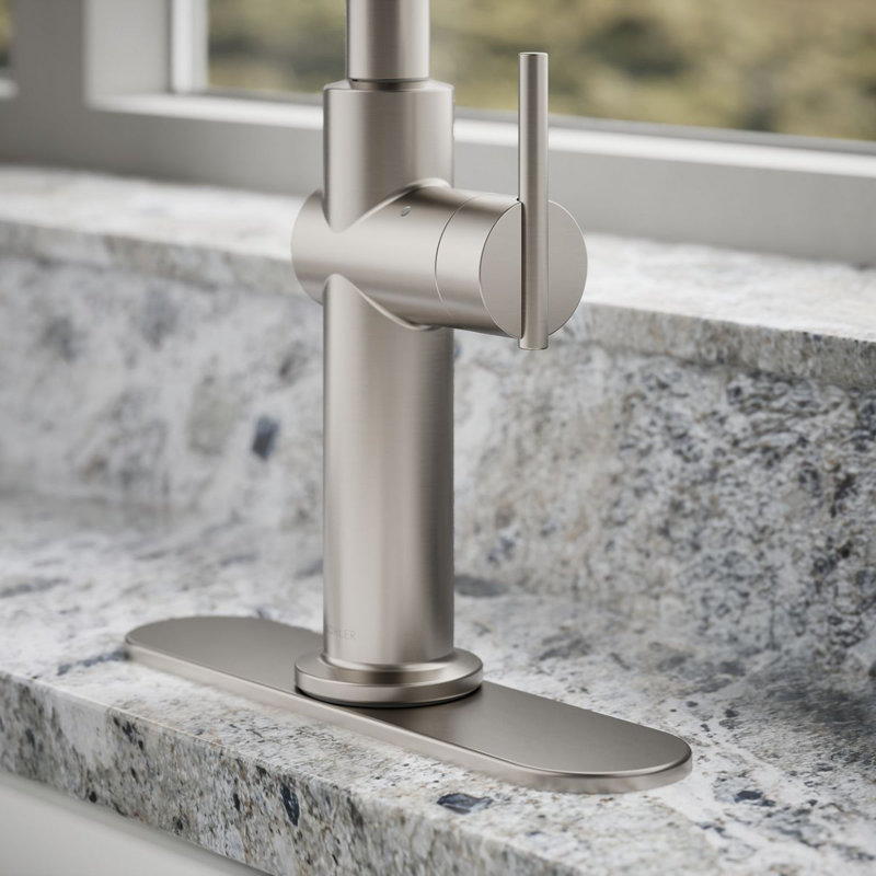 Crue Touchless Pull-Down Kitchen Sink Faucet with Voice Activation and Three-Function Sprayhead, Vibrant Stainless