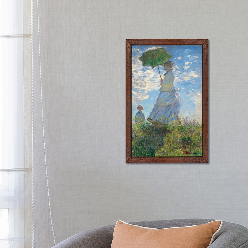 Woman with A Parasol - Madame Monet and Her Son, 1875 by Claude Monet - 1 Piece Painting on Canvas, 66.04 cm H x 45.72 cm W
