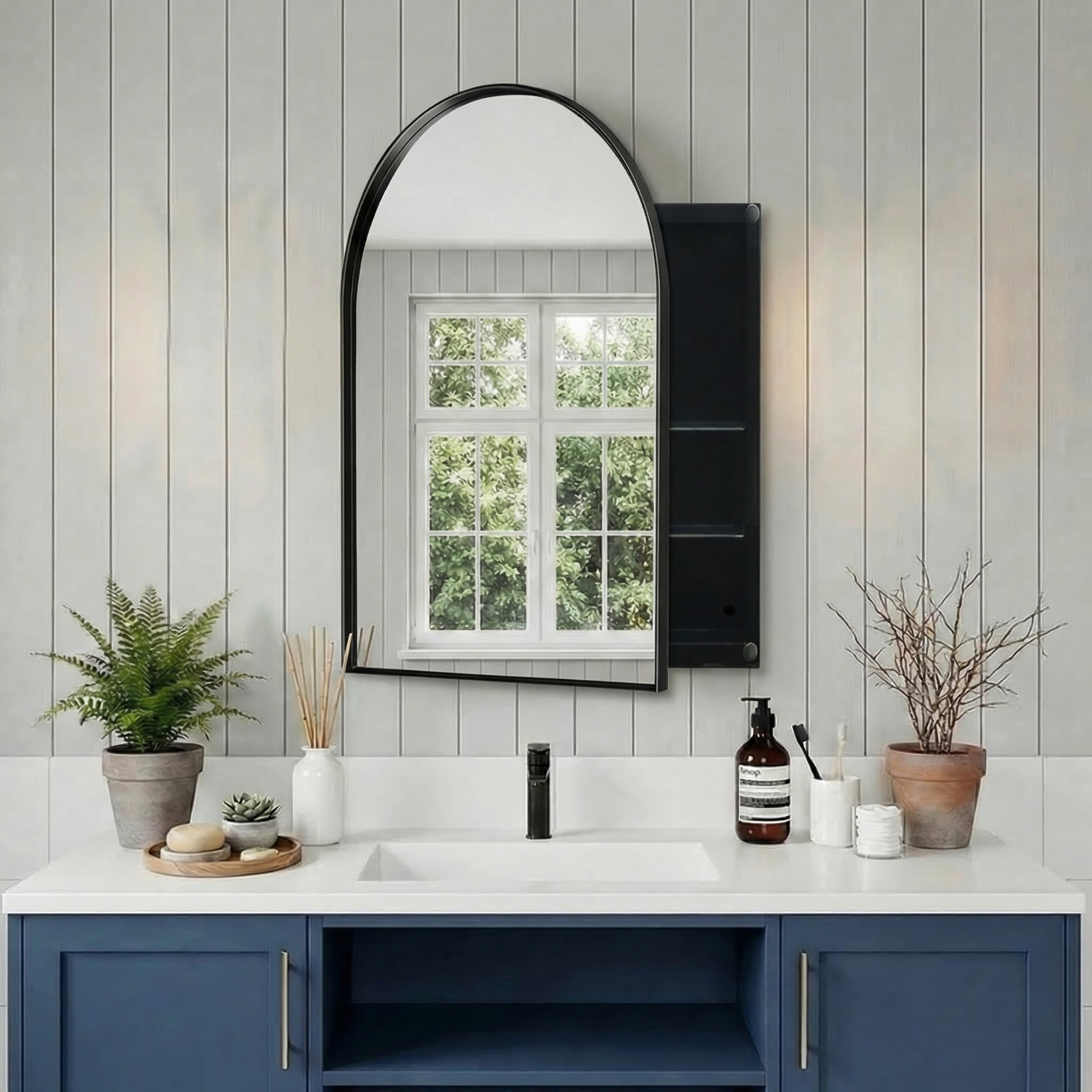 Red Barrel Studio 24x36" Arched Recessed Medicine Cabinet with Mirror ...