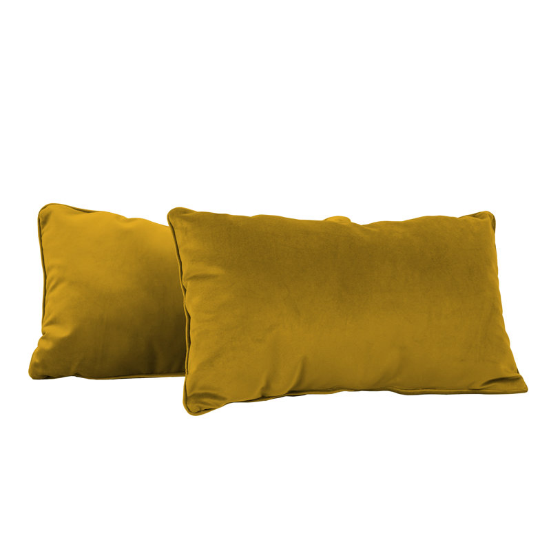 Rectangle Lumbar Microfiber Pillow with Piping, 2-pack, Dijon, Rectangular 12"H x 20"W
