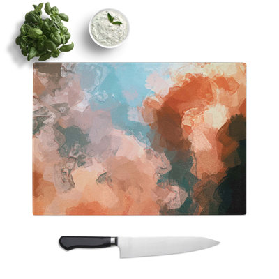 Tempered Glass Clouds in Bloom Chopping Board