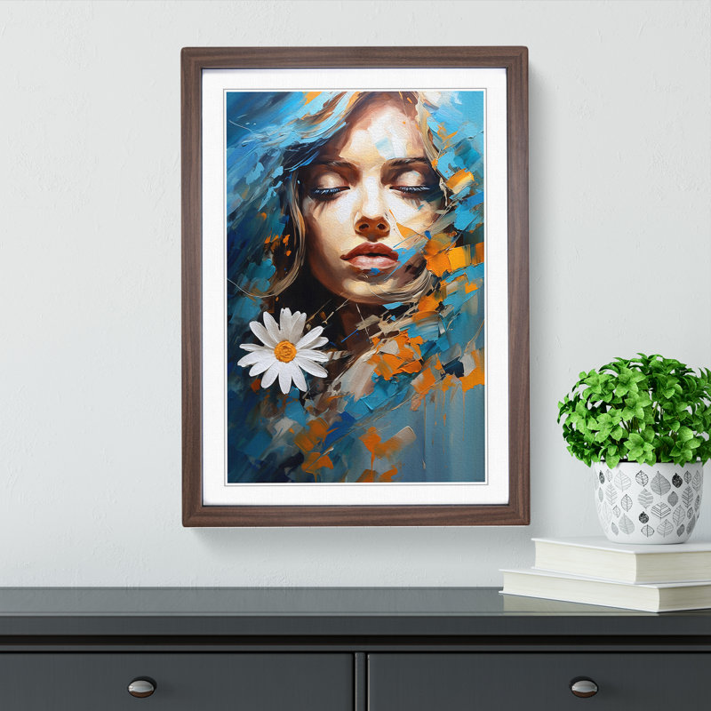 Single Picture Frame Print on Wood, Walnut Framed, 46cm H x 34cm W