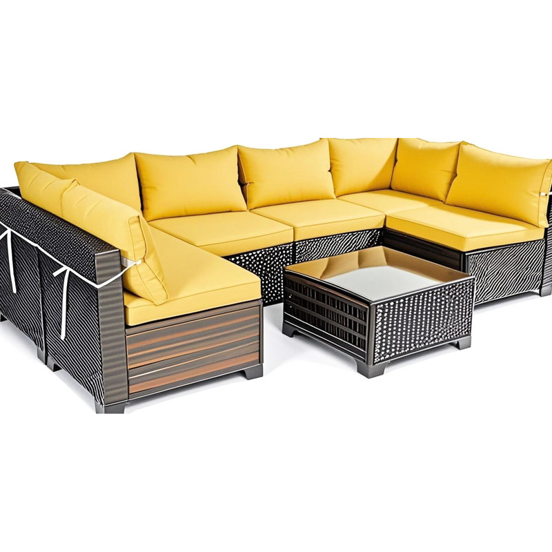 Housses de coussin jaunes pour 6 terrasses, 14 sachets avec fermeture à glissière, housses modulaires pour siège et dossier, et