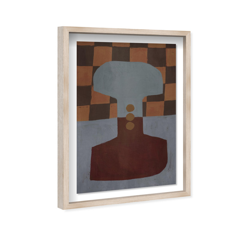 Checkered Domino III Print by Oliver Gal, Natural Oak Shadowbox, 25.5"H x 37.5"W