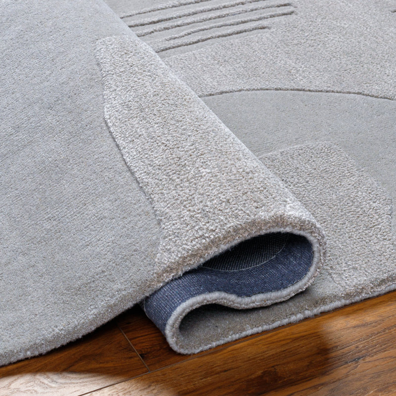 Hand-Tufted Beige Wool and Viscose Rectangular Rug 2' x 3'