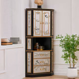 Hand-Painted Triangular Corner Storage Cabinet